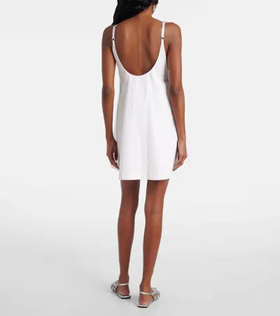 Area Crystal Strap Rosette Cotton Poplin Minidress In Off White
