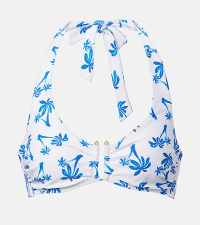 Heidi Klein Palm Beach Printed Bikini Top In Blue