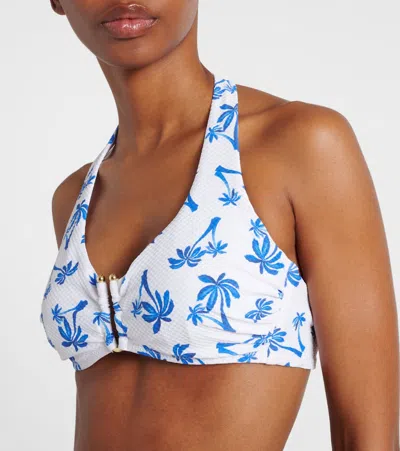 Heidi Klein Palm Beach Printed Bikini Top In Blue