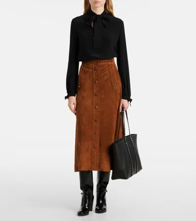 Valentino Rockstud Leather Tote Bag In Black