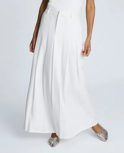 Kenneth Cole Fly Front Pleated Maxi Skirt In White