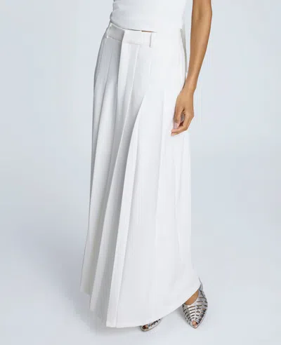 Kenneth Cole Fly Front Pleated Maxi Skirt In White