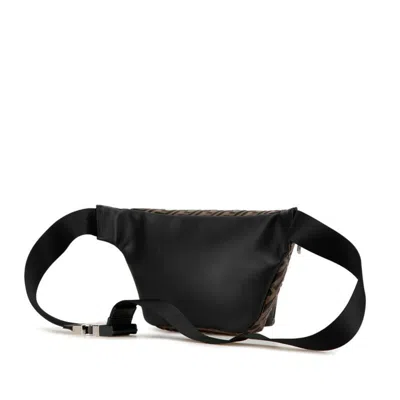 Pre-owned Fendi Black Brown Pvc Canvas Fanny Pack Sling Bag ()