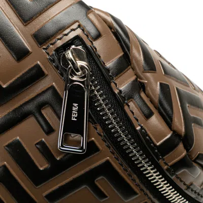 Pre-owned Fendi Black Brown Pvc Canvas Fanny Pack Sling Bag ()