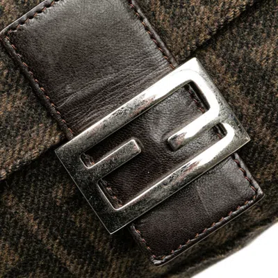 Pre-owned Fendi Brown Khaki Wool Leather Shoulder Bag ()