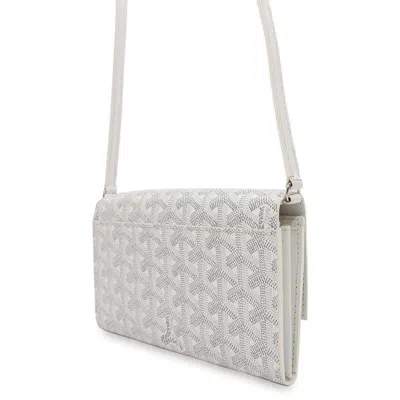 Pre-owned Goyard White Coated Canvas Chain/shoulder Wallet ()