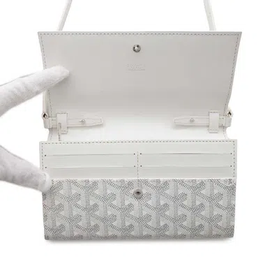 Pre-owned Goyard White Coated Canvas Chain/shoulder Wallet ()