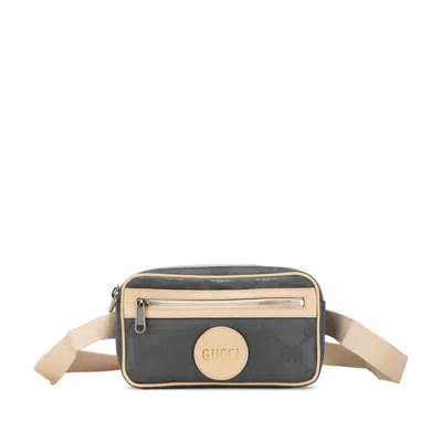 Pre-owned Gucci Beige Gray Nylon Leather Fanny Pack Sling Bag ()