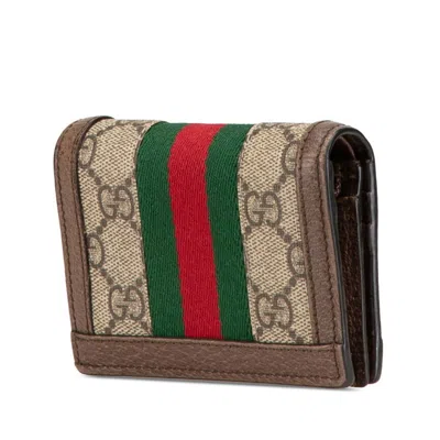 Pre-owned Gucci Beige Multi-color Leather Wallet (bi-fold) ()