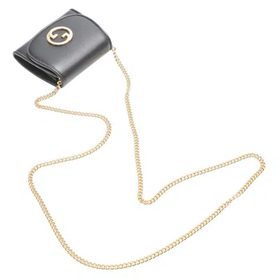 Pre-owned Gucci Black Gold Leather Shoulder Bag ()