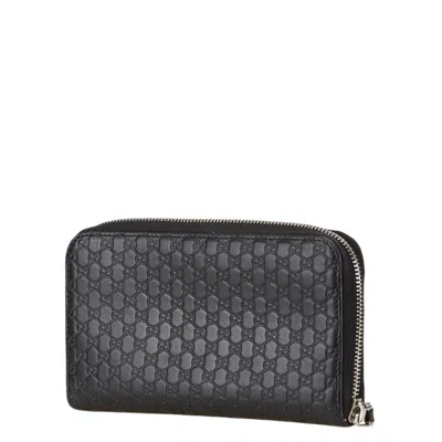 Pre-owned Gucci Black Leather Long Wallet (bi-fold) ()