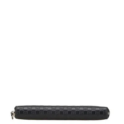Pre-owned Gucci Black Leather Long Wallet (bi-fold) ()