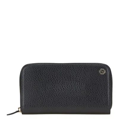 Pre-owned Gucci Black Leather Long Wallet (bi-fold) ()
