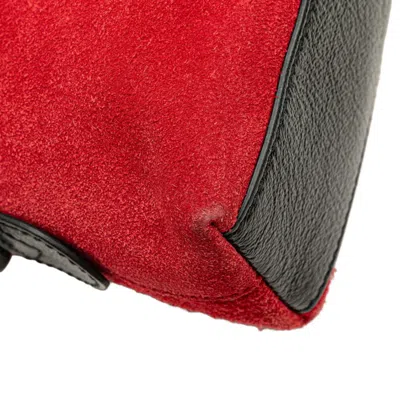 Pre-owned Gucci Black Red Color Leather Suede Shoulder Bag ()