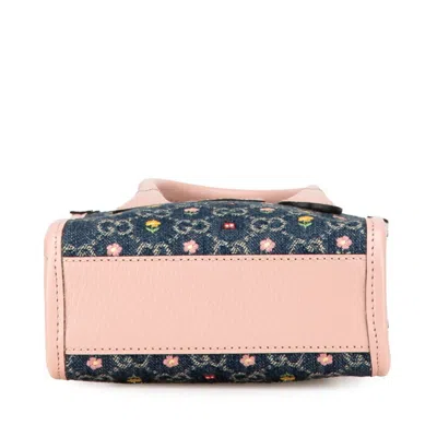 Pre-owned Gucci Blue Pink Denim Leather Handbag Shoulder Bag ()