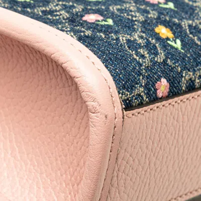 Pre-owned Gucci Blue Pink Denim Leather Handbag Shoulder Bag ()