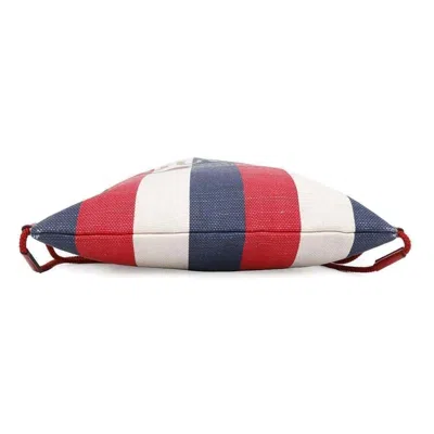 Pre-owned Gucci Blue Red Color White Canvas Backpack ()