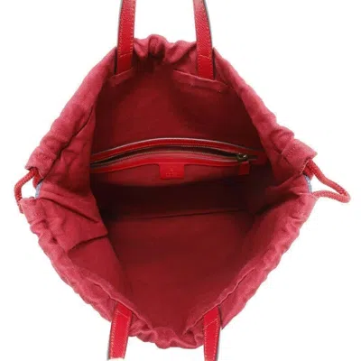 Pre-owned Gucci Blue Red Color White Canvas Backpack ()