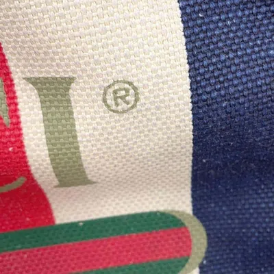 Pre-owned Gucci Blue Red Color White Canvas Backpack ()
