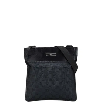 Pre-owned Gucci Gg Canvas Black Navy Gg Canvas Shoulder Bag ()