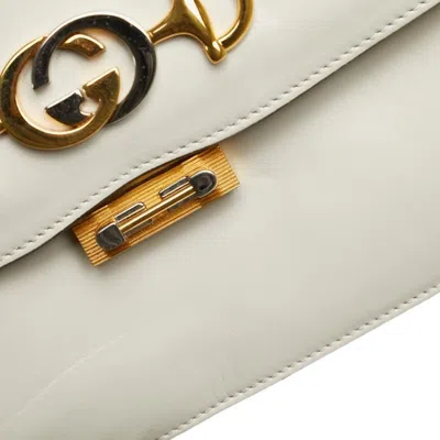 Pre-owned Gucci Gold Silver White Leather Shoulder Bag ()