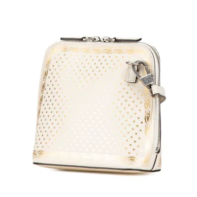 Pre-owned Gucci Gold White Leather Shoulder Bag ()