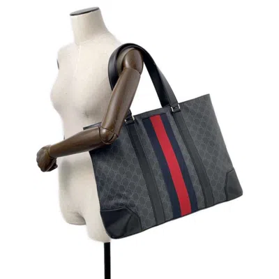 Pre-owned Gucci Sherry Line Black Gg Supreme Tote Bag ()