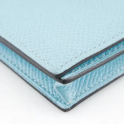Pre-owned Hermes Bearn Light Blue Epsom Leather Long Wallet (bi-fold) ()
