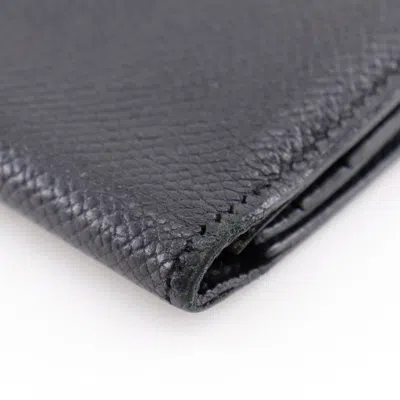 Pre-owned Hermes Bearn Black Courchevel Leather Wallet (bi-fold) ()