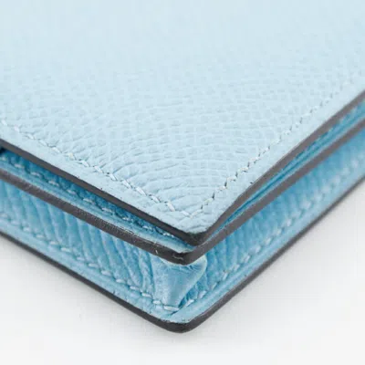 Pre-owned Hermes Bearn Light Blue Epsom Leather Long Wallet (bi-fold) ()