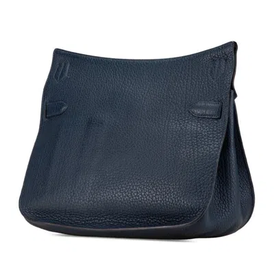 Pre-owned Hermes Bleu Saphir Navy Fjord Leather Shoulder Bag ()