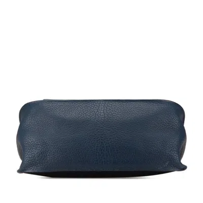 Pre-owned Hermes Bleu Saphir Navy Fjord Leather Shoulder Bag ()