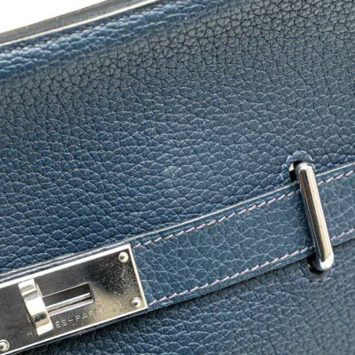Pre-owned Hermes Bleu Saphir Navy Fjord Leather Shoulder Bag ()