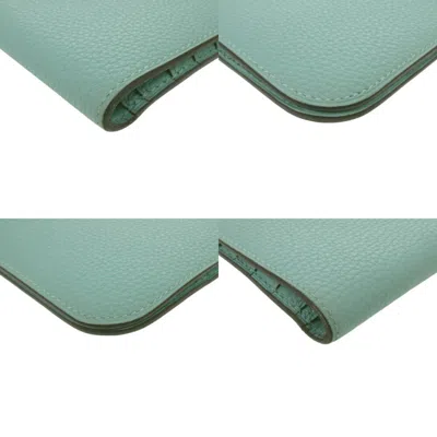 Pre-owned Hermes Blue Atoll Togo Leather Long Wallet (bi-fold) ()