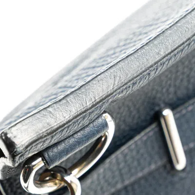 Pre-owned Hermes Bleu Saphir Navy Fjord Leather Shoulder Bag ()