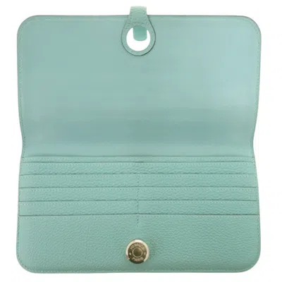 Pre-owned Hermes Blue Atoll Togo Leather Long Wallet (bi-fold) ()