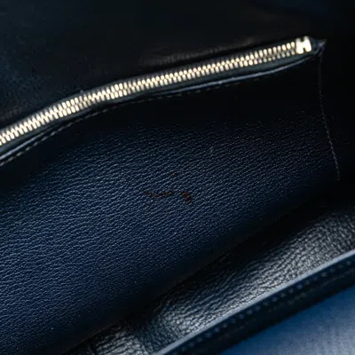 Pre-owned Hermes Bleu Saphir Navy Fjord Leather Shoulder Bag ()