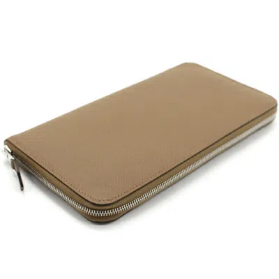 Pre-owned Hermes Brown Epsom Leather Long Wallet (bi-fold) ()