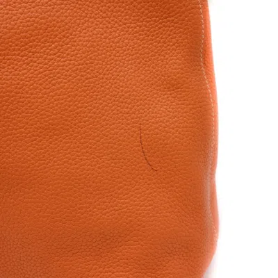 Pre-owned Hermes Brown Orange Taurillon Clemence Leather Tote Bag ()