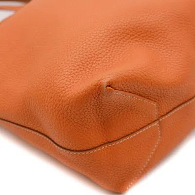 Pre-owned Hermes Brown Orange Taurillon Clemence Leather Tote Bag ()
