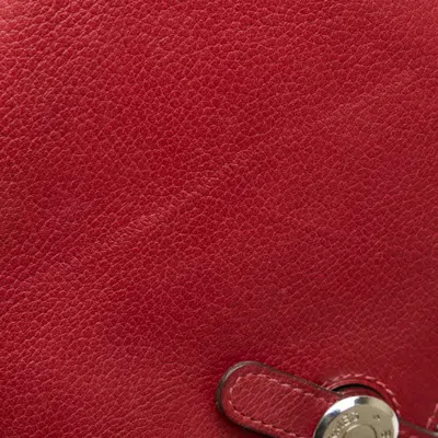 Pre-owned Hermes Dogon Red Color Leather Long Wallet (bi-fold) ()