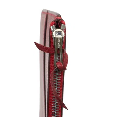 Pre-owned Hermes Dogon Red Color Leather Long Wallet (bi-fold) ()