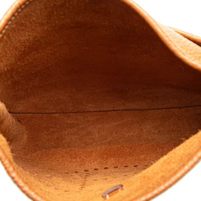 Pre-owned Hermes Evelyne Brown Gold Taurillon Clemence Leather Shoulder Bag ()