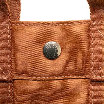 Pre-owned Hermes Fourre Tout Brown Canvas Leather Tote Bag ()