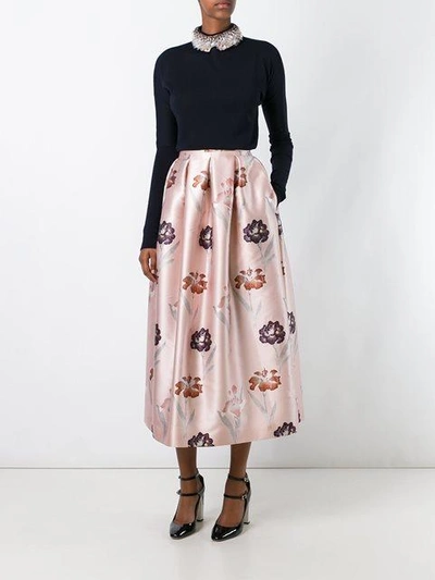 Rochas Iris Printed Duchesse Skirt In Light Pink | ModeSens