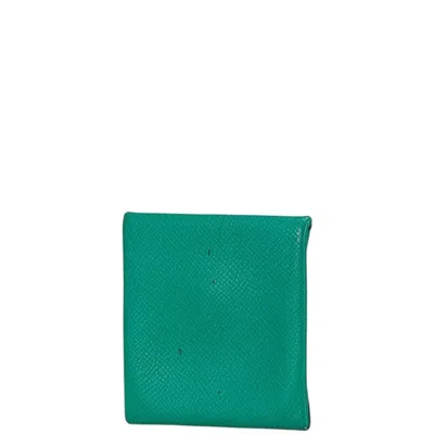 Pre-owned Hermes Green Epsom Leather Coin Purse/coin Case ()
