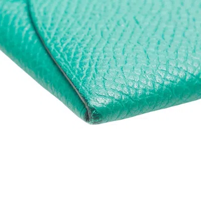 Pre-owned Hermes Green Epsom Leather Coin Purse/coin Case ()