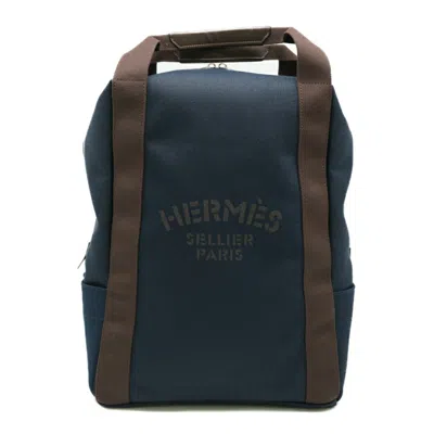 Pre-owned Hermes Navy Orange Canvas Backpack ()