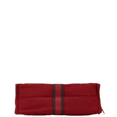 Pre-owned Hermes Red Color Canvas Clutch Bag ()