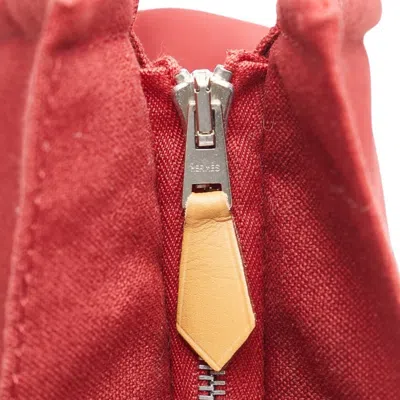 Pre-owned Hermes Red Color Canvas Clutch Bag ()